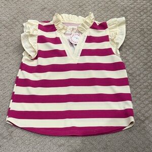 Umgee Striped Ruffle Sleeve Top